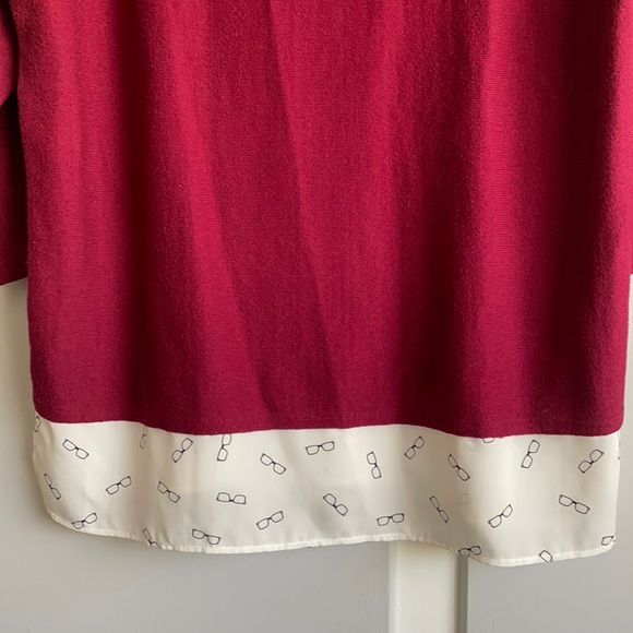 Ann Taylor Petite LP Burgundy Knit Blouse - Picture 3 of 4